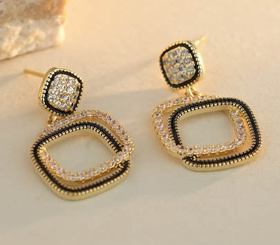 925 Silver 14ct Gold Plated Cubic Zirconia Set Stud Earrings (AES214) – product view