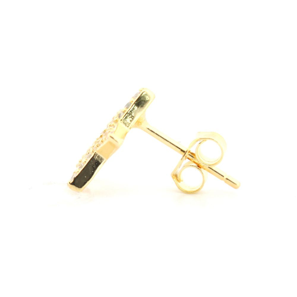 925 Silver 14ct Gold Plated Cubic Zirconia Set Stud Earrings (AES216) – product view
