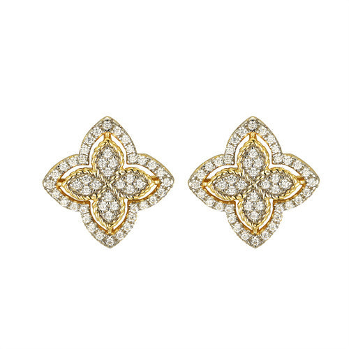 925 Silver 14ct Gold Plate Cubic Zirconia Set Clover Cluster Stud Earrings – Imperial Time