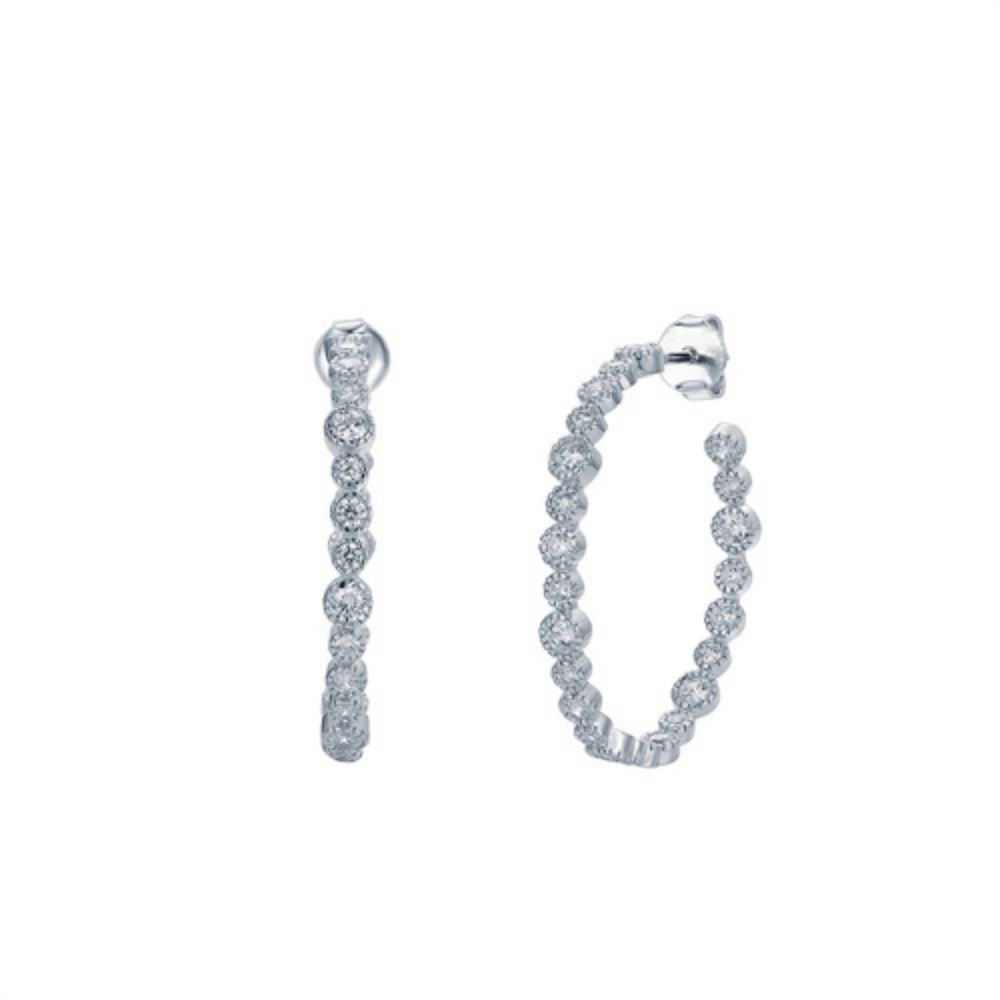 925 Silver Rhodium Plated Cubic Zirconia Set Stud Earrings Hoop Earrings – Imperial Time