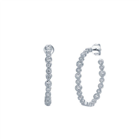 925 Silver Rhodium Plated Cubic Zirconia Set Stud Earrings Hoop Earrings – Imperial Time