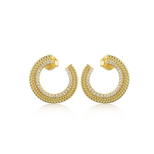 925 Silver 14ct Gold Plated Cubic Zirconia Set Stud Earrings – Imperial Time
