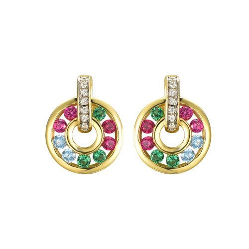 925 Silver 14ct Gold Plated Multi Col Cubic Zirconia Set Earrings – Imperial Time