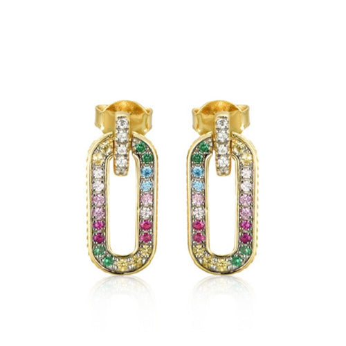 925 Silver 14ct Gold Plated Multi Col Cubic Zirconia Set Earrings – Imperial Time
