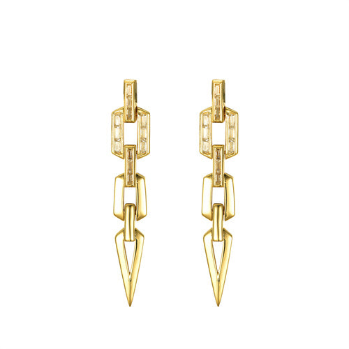 925 Silver 14ct Gold Plated Cubic Zirconia Set Stud Drop Earrings – Imperial Time