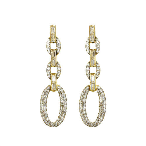 925 Silver 14ct Gold Plated Cubic Zirconia Set Stud Drop Earrings – Imperial Time