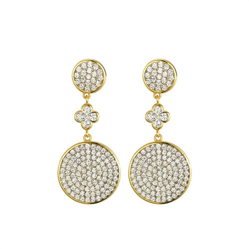 925 Silver 14ct Gold Plated Cubic Zirconia Set Stud Drop Earrings – Imperial Time