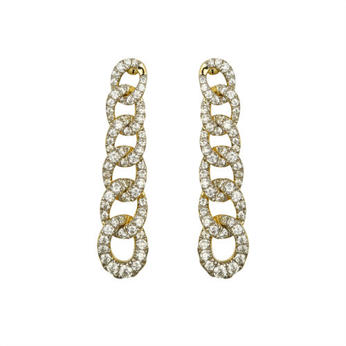 925 Silver 14ct Gold Plated Cubic Zirconia Set Stud Drop Earrings – Imperial Time