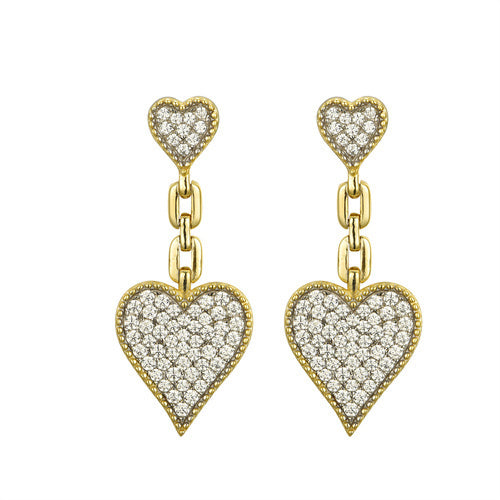 925 Silver 14ct Gold Plated Cubic Zirconia Set Stud Drop Earrings – Imperial Time