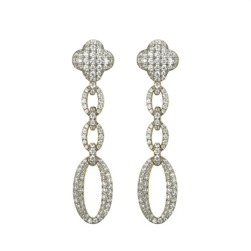 925 Silver 14ct Gold Plated Cubic Zirconia Set Stud Drop Earrings – Imperial Time