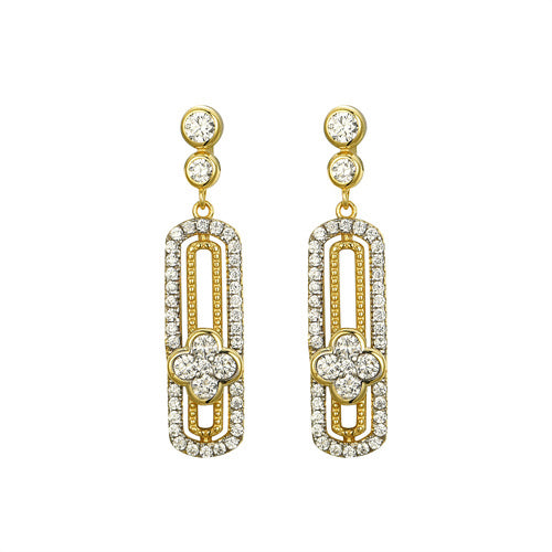 925 Silver 14ct Gold Plated Cubic Zirconia Set Stud Drop Earrings – Imperial Time