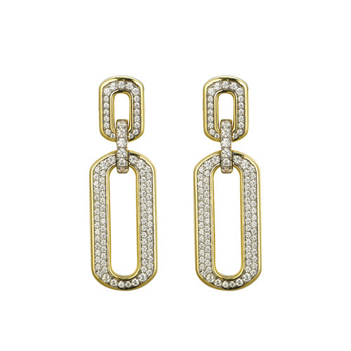 925 Silver 14ct Gold Plated Cubic Zirconia Set Stud Drop Earrings – Imperial Time