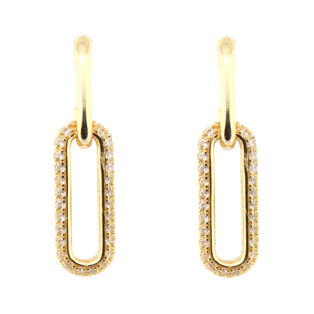 925 Silver 14ct Gold Plated Cubic Zirconia Set Stud Drop Earrings – Imperial Time