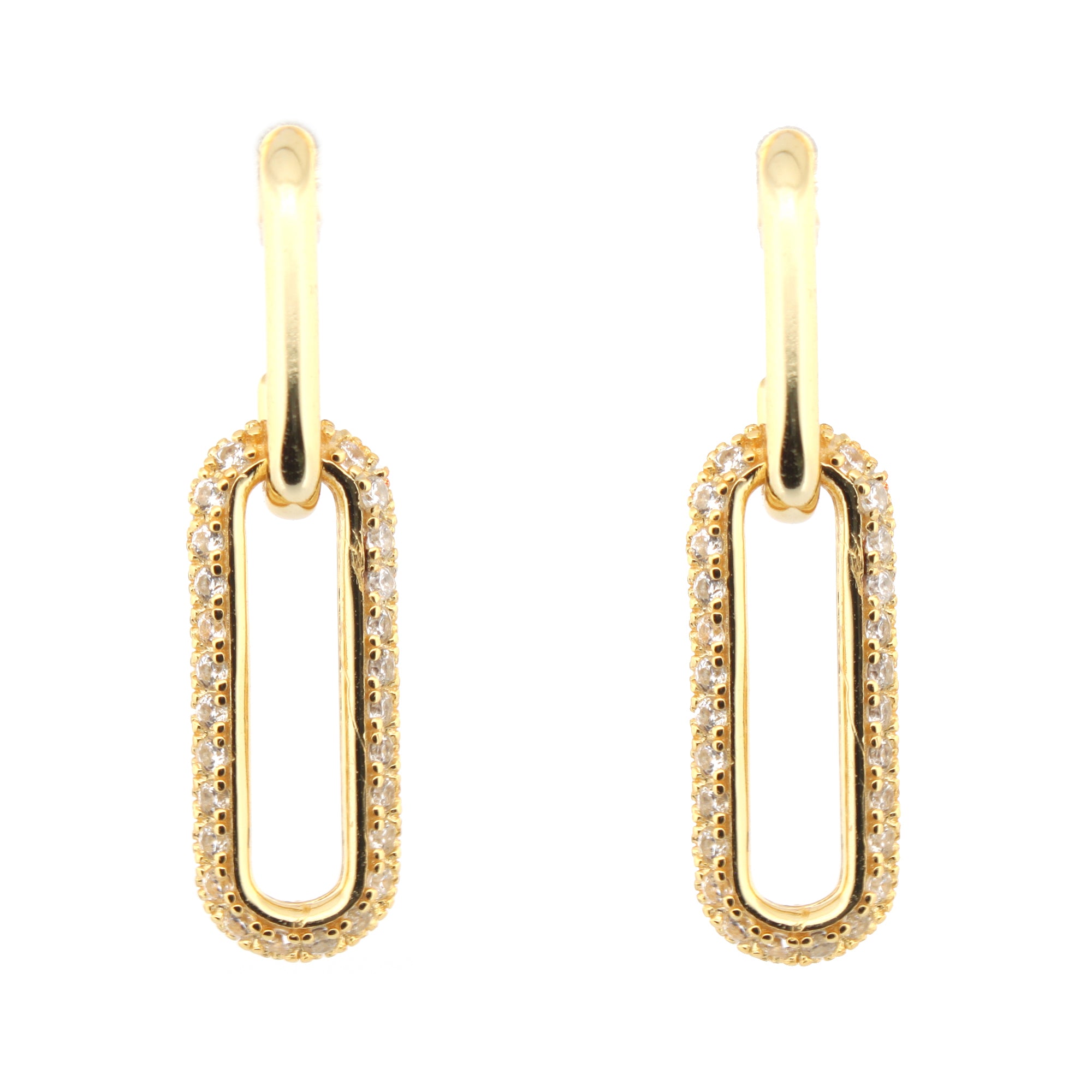 925 Silver 14ct Gold Plated Cubic Zirconia Set Stud Drop Earrings – Imperial Time