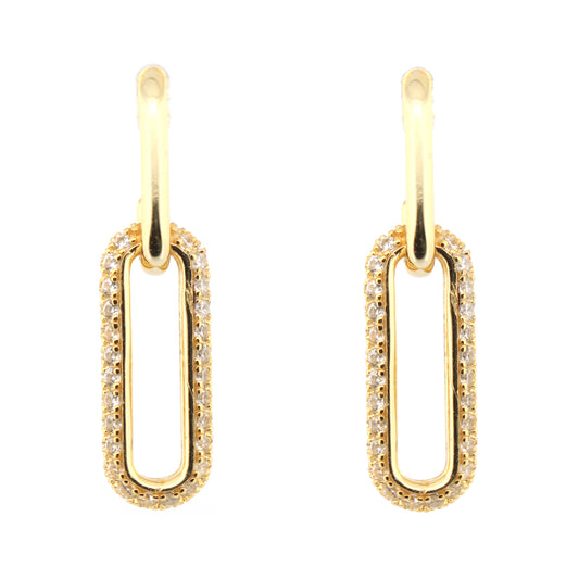 925 Silver 14ct Gold Plated Cubic Zirconia Set Stud Drop Earrings – Imperial Time