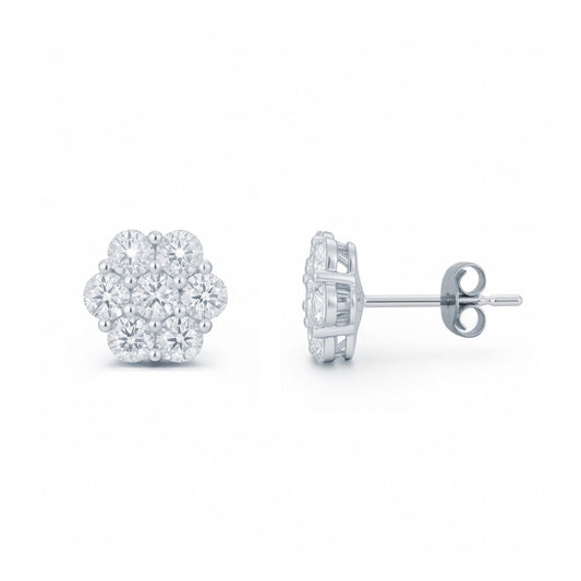 925 Silver Cubic Zirconia Set 6x1 Cluster Studs 7mm – Imperial Time
