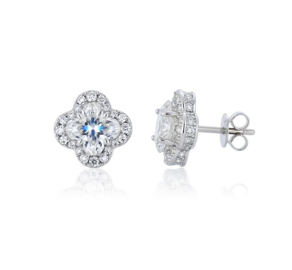 925 Silver Cubic Zirconia Set Clover Studs 4.0mm – Imperial Time
