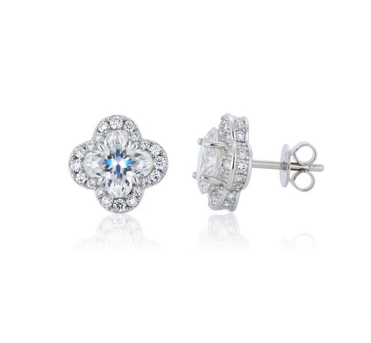 925 Silver Cubic Zirconia Set Clover Studs 4.0mm – Imperial Time