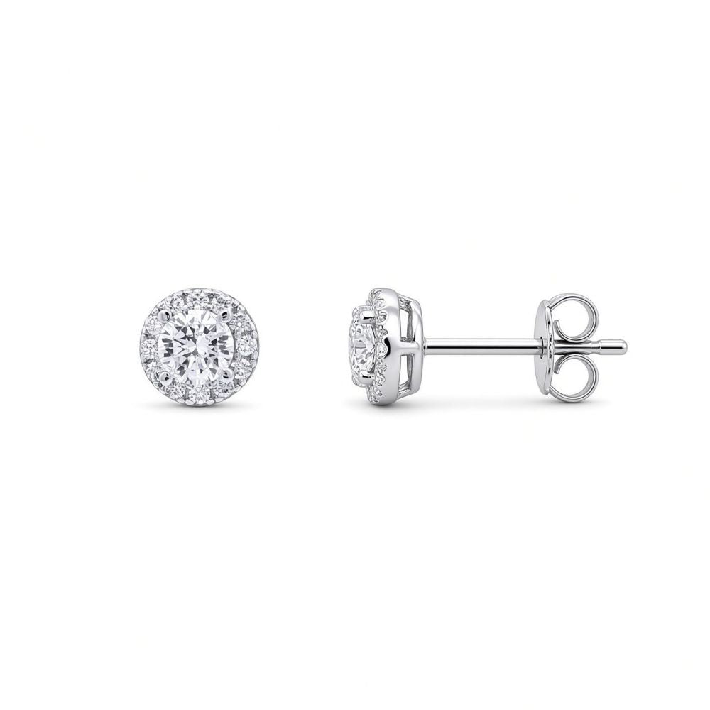 925 Silver Cubic Zirconia Set Halo Studs 4.5mm – Imperial Time