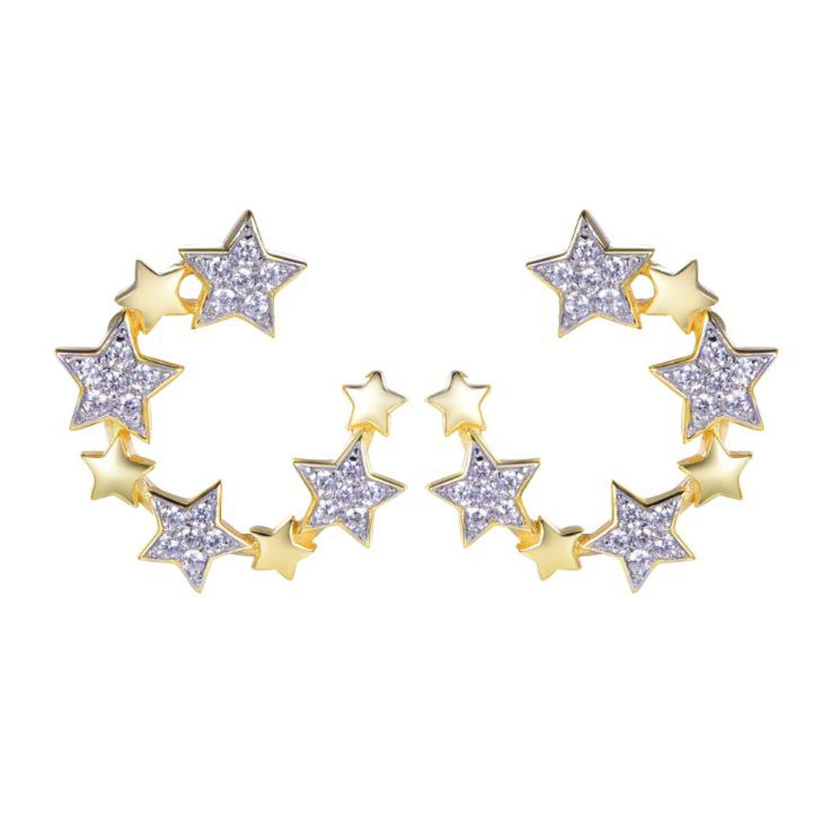 925 Sterling Silver Gold Plated Cubic Zirconia Star Hoops – Imperial Time