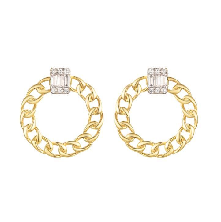 925 Sterling Silver Gold Plated Cubic Zirconia Chain Hoops – Imperial Time