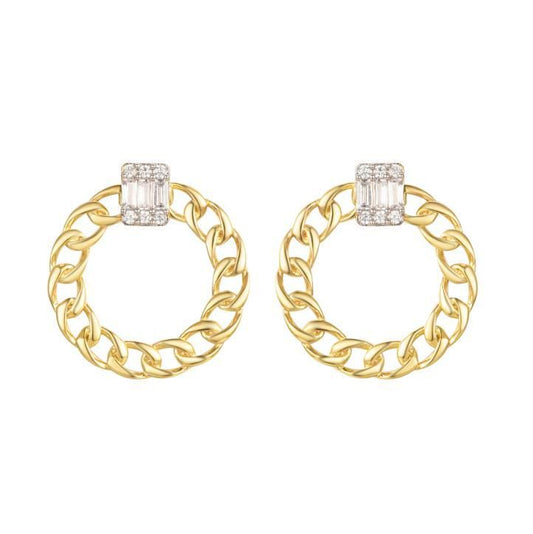 925 Sterling Silver Gold Plated Cubic Zirconia Chain Hoops – Imperial Time