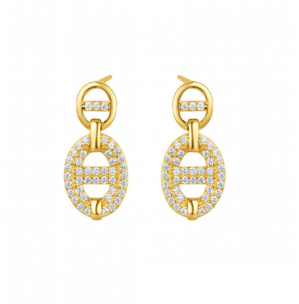925 Sterling Silver Gold Plated Cubic Zirconia Oval Drops – Imperial Time