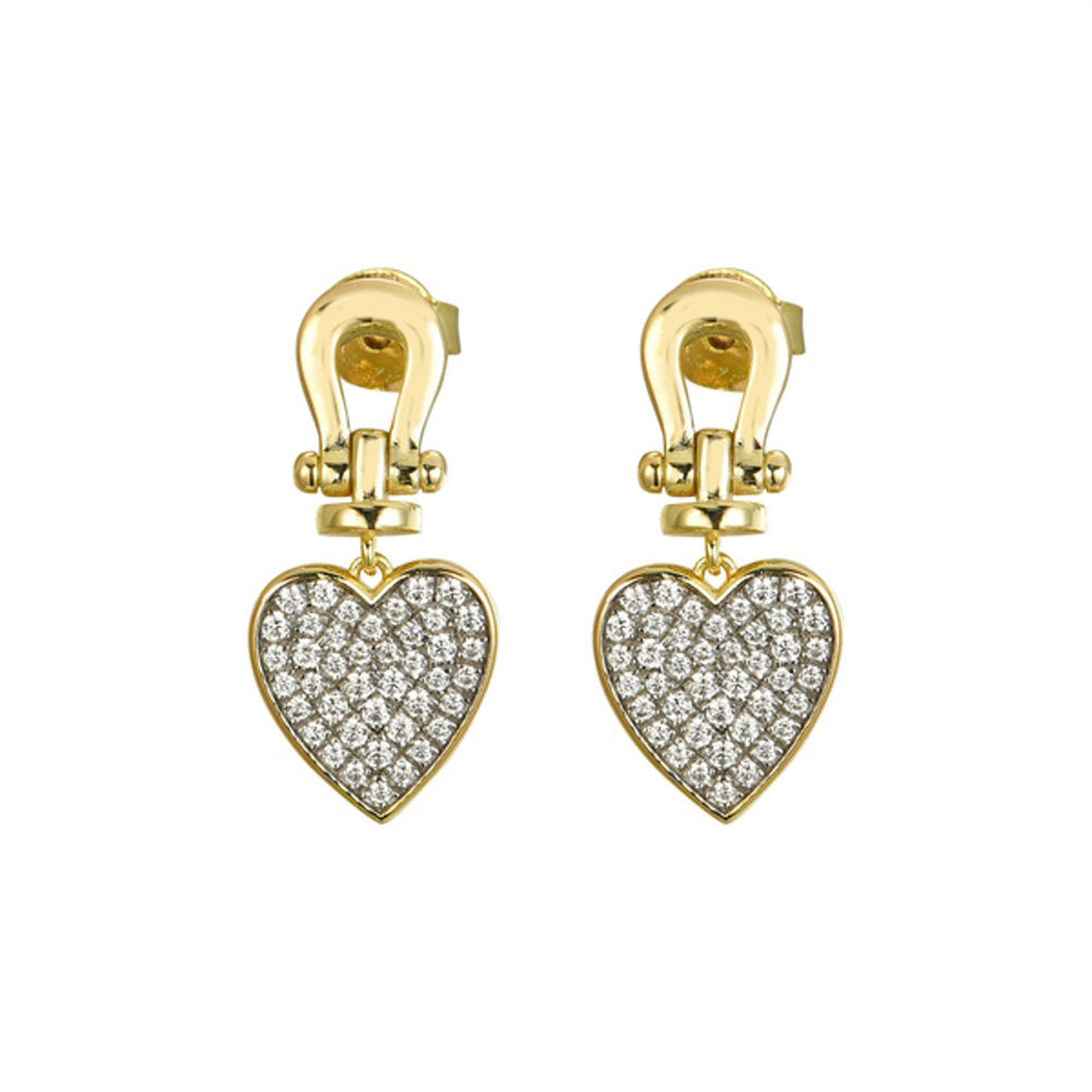 925 Sterling Silver Gold Plated Cubic Zirconia Heart Drops – Imperial Time