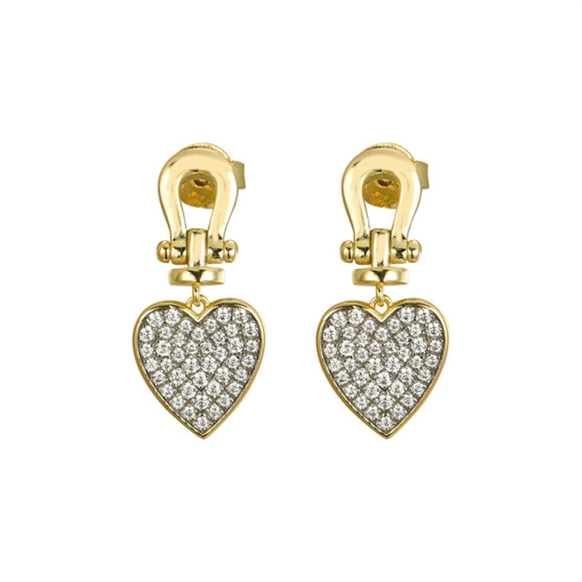 925 Sterling Silver Gold Plated Cubic Zirconia Heart Drops – Imperial Time
