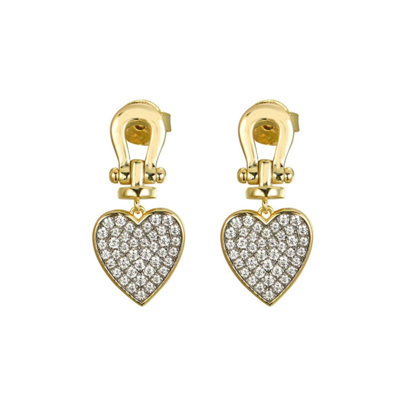 925 Sterling Silver Gold Plated Cubic Zirconia Heart Drops – Imperial Time