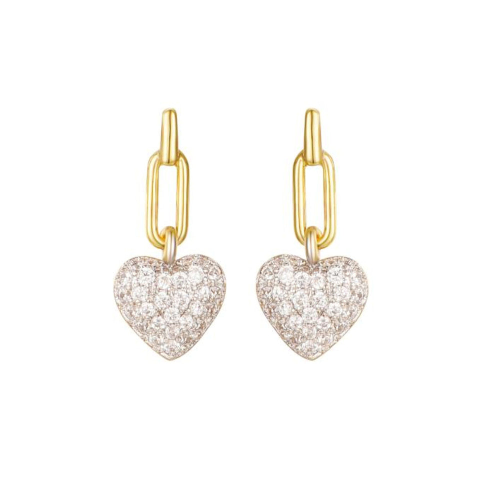 925 Sterling Silver Gold Plated Cubic Zirconia Heart Drops – Imperial Time