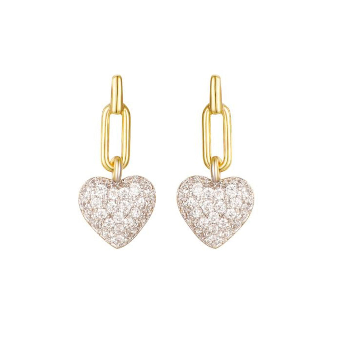 925 Sterling Silver Gold Plated Cubic Zirconia Heart Drops – Imperial Time