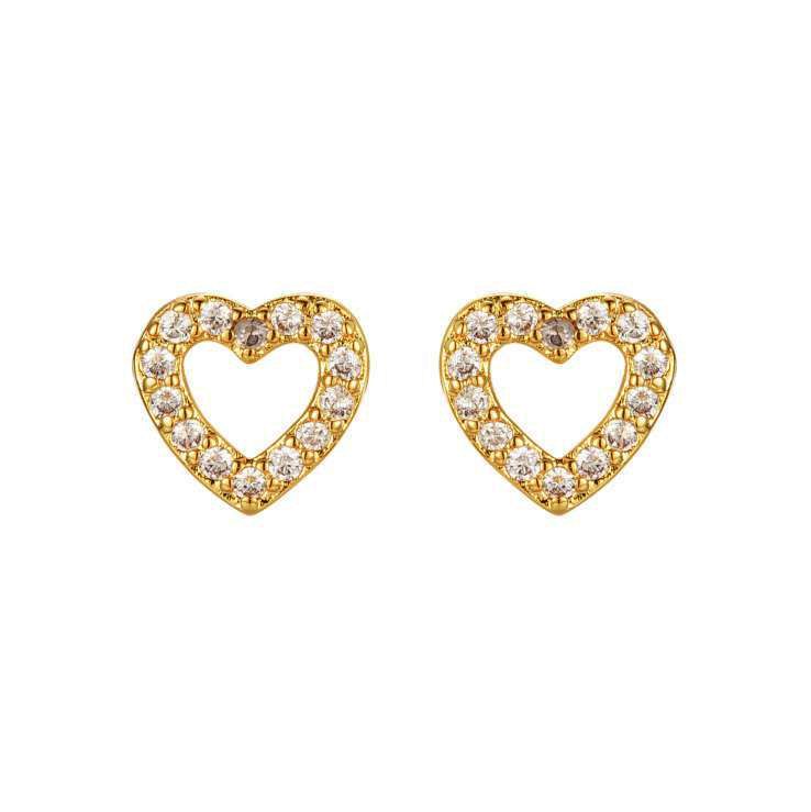 925 Sterling Silver Gold Plated Cubic Zirconia Heart Studs – Imperial Time