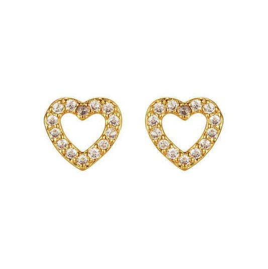 925 Sterling Silver Gold Plated Cubic Zirconia Heart Studs – Imperial Time