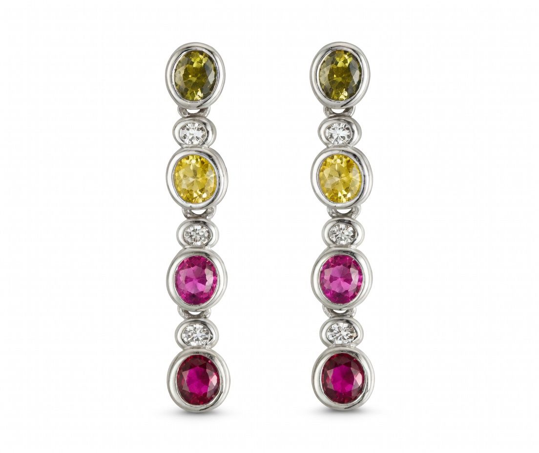 925 Sterling Silver Multi Cubic Zirconia Linear Drops – Imperial Time