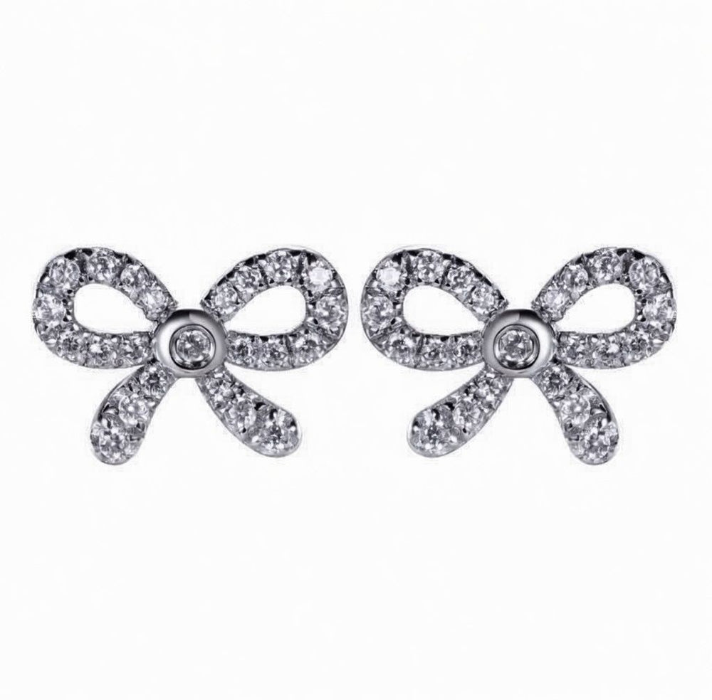 925 Sterling Silver Cubic Zirconia Bow Stud Earrings – Imperial Time
