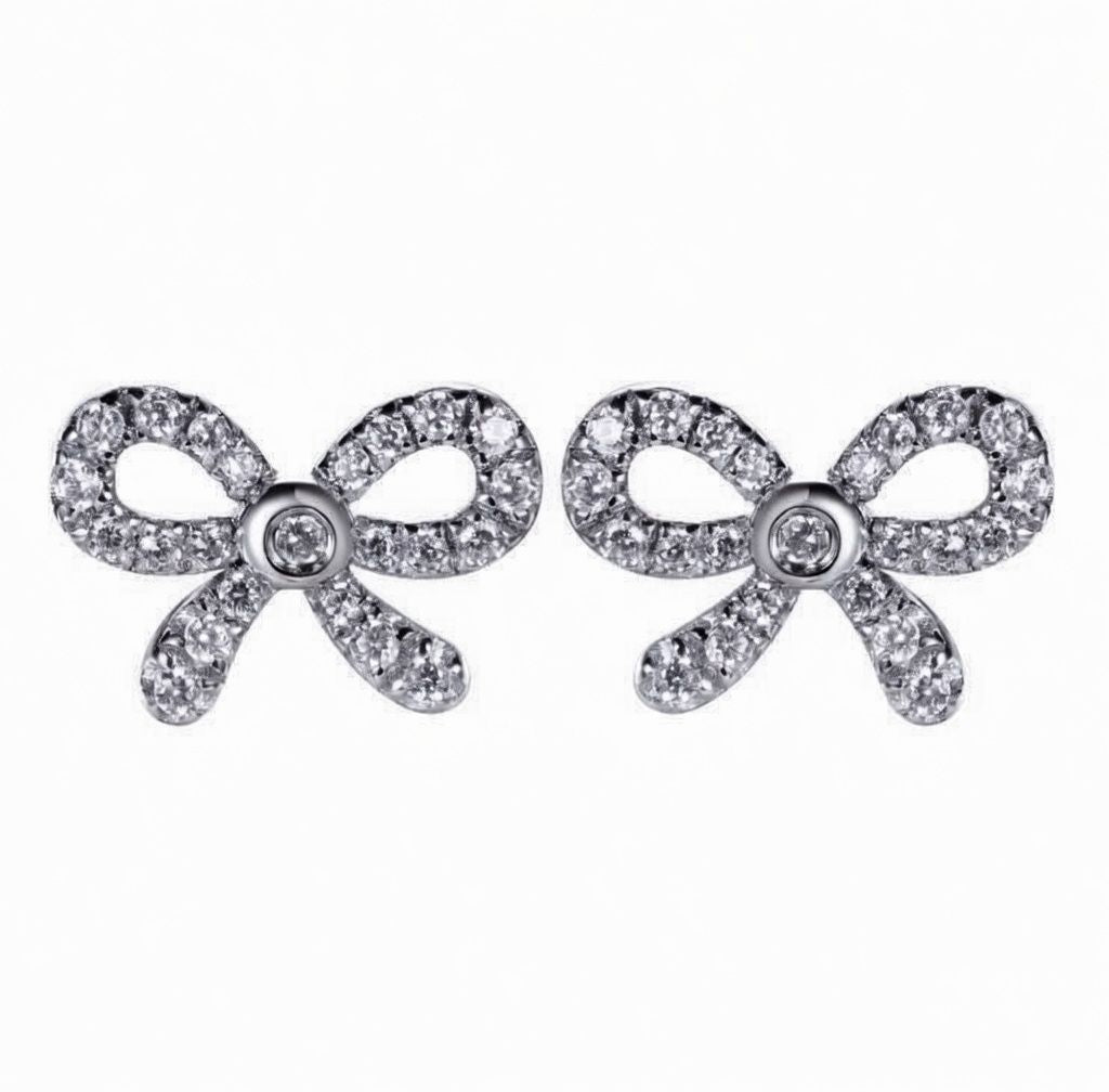 925 Sterling Silver Cubic Zirconia Bow Stud Earrings – Imperial Time