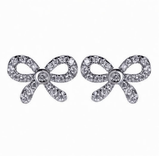 925 Sterling Silver Cubic Zirconia Bow Stud Earrings – Imperial Time