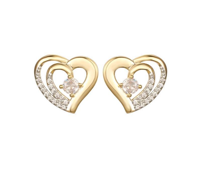 925 Sterling Silver Gold Plated Cubic Zirconia Heart Studs – Imperial Time