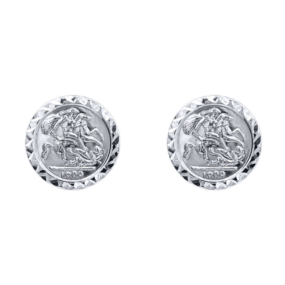 925 Silver 10mm St George & Dragon Stud Earrings (AES291) – product view