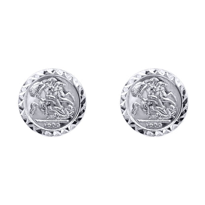925 Silver 10mm St George & Dragon Stud Earrings (AES291) – product view