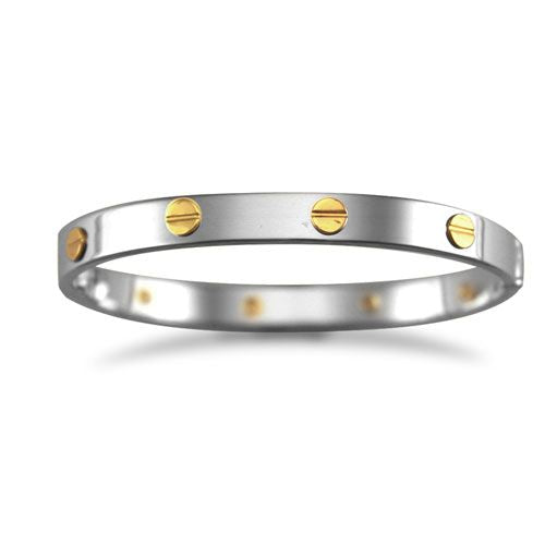 925 Silver Rhodium Plated Bangle With 9ct Screws - Child – Imperial Time