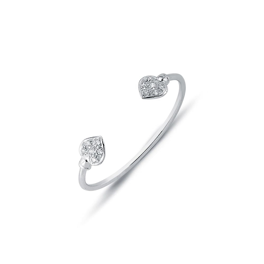 925 Sterling Silver Cubic Zirconia Set Heart Torque Baby / Childrens Bangle – Imperial Time