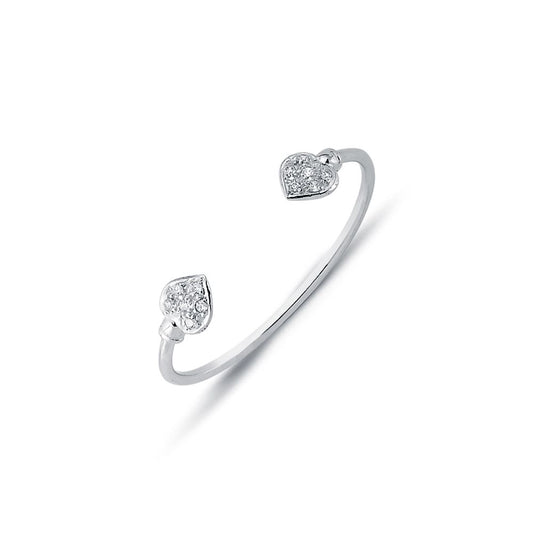 925 Sterling Silver Cubic Zirconia Set Heart Torque Baby / Childrens Bangle – Imperial Time