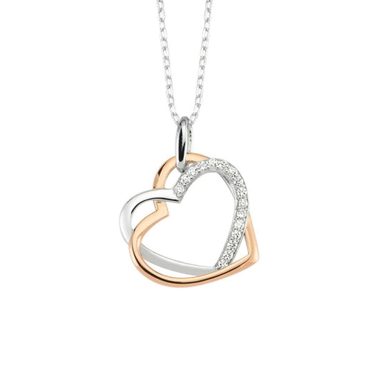 925 Silver Cubic Zirconia Set Double Heart Necklace – Imperial Time