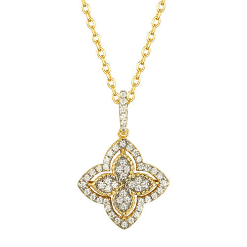 925 Silver 14ct Gold Plated Cubic Zirconia Set Clover Pendant – Imperial Time