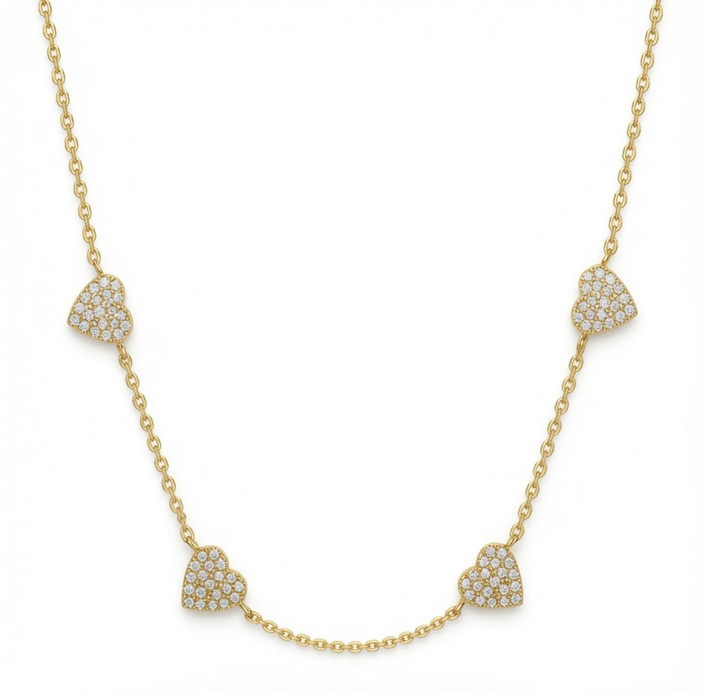 925 Sterling Silver Gold Plated Cubic Zirconia Heart Necklace – Imperial Time