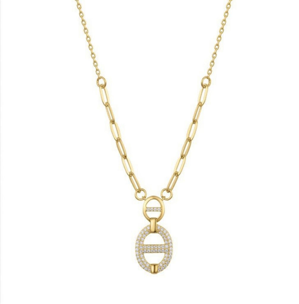 925 Sterling Silver Gold Plated Cubic Zirconia Oval Necklace – Imperial Time