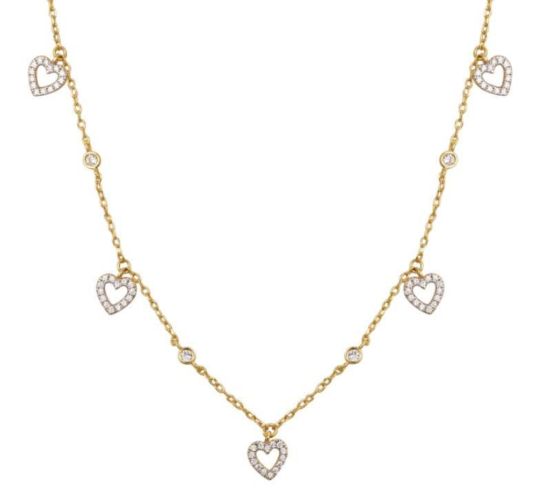 925 Sterling Silver Gold Plated Cubic Zirconia Heart Necklace – Imperial Time