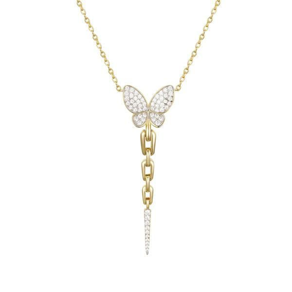 925 Sterling Silver Gold Plated Cubic Zirconia Butterfly Necklace – Imperial Time